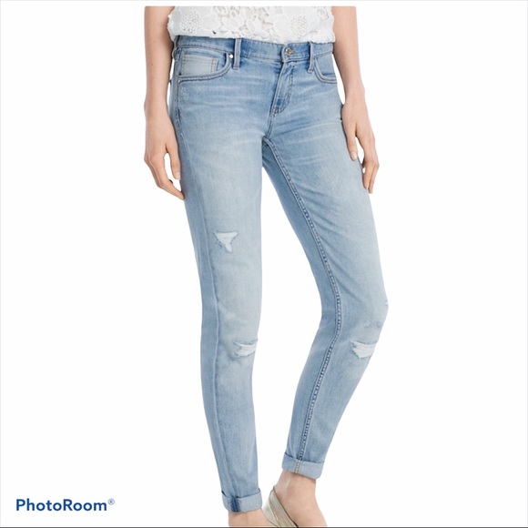 White House Black Market Denim - WHBM The Girlfriend destructed jeans light wash 2